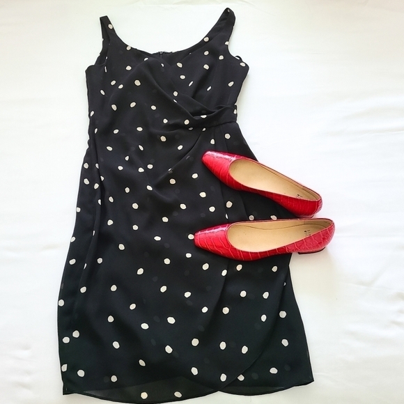 Vintage David Warren polka-dot faux wrap dress Classic Minimalist Closet Staple - Picture 11 of 14